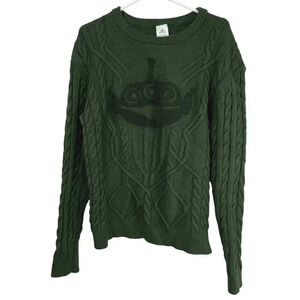 Disney Pixar Toy Story Alien Sweater Womens XL Green Cable Knit Winter Shirt‎